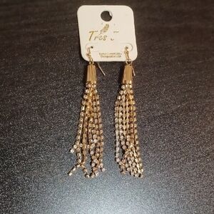 Two Tone Gold Dangle Earrings